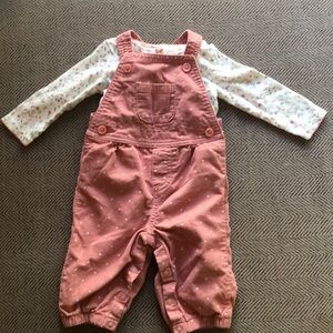 EUC, Carter’s Pink Overalls Bear Long Sleeve 6M